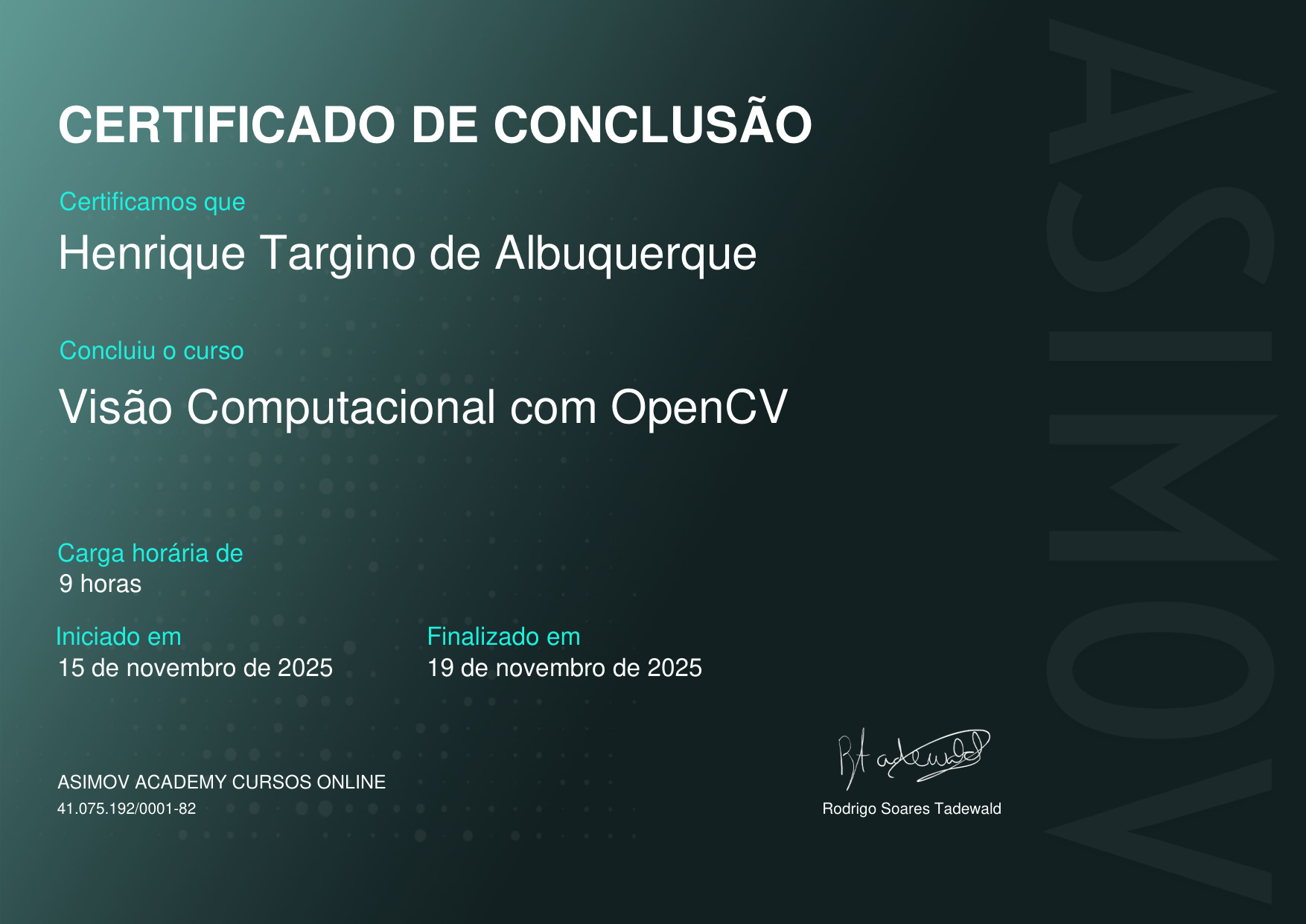 Certificado Asimov